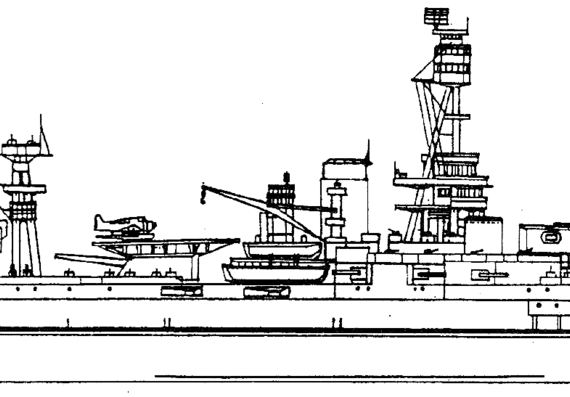 Combat ship USS BB-35 Texas 1942 [Battleship] - drawings, dimensions, figures
